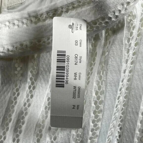 NEW J Crew Skirt Womens 4 petite white eyelet stripe preppy classic - Picture 6 of 11